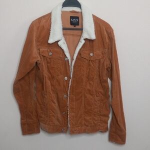 Boohoo man Corduroy Jacket with White Sherpa Collar
